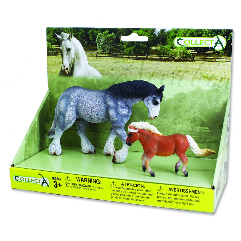 Grey Draft Horse & Palomino Pony Box Set