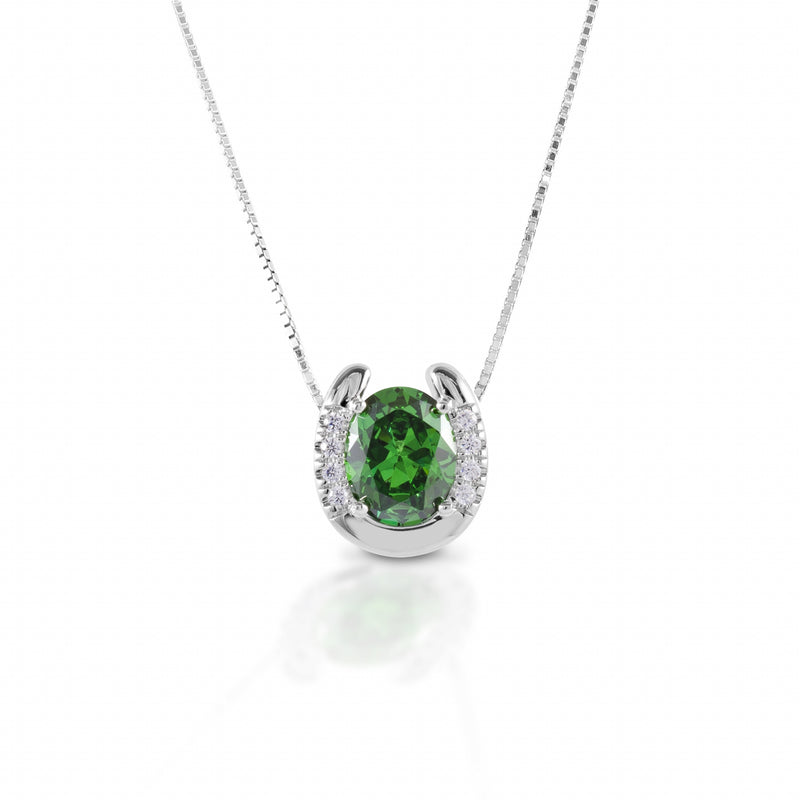 Kelly Herd Green Stone Horseshoe Necklace